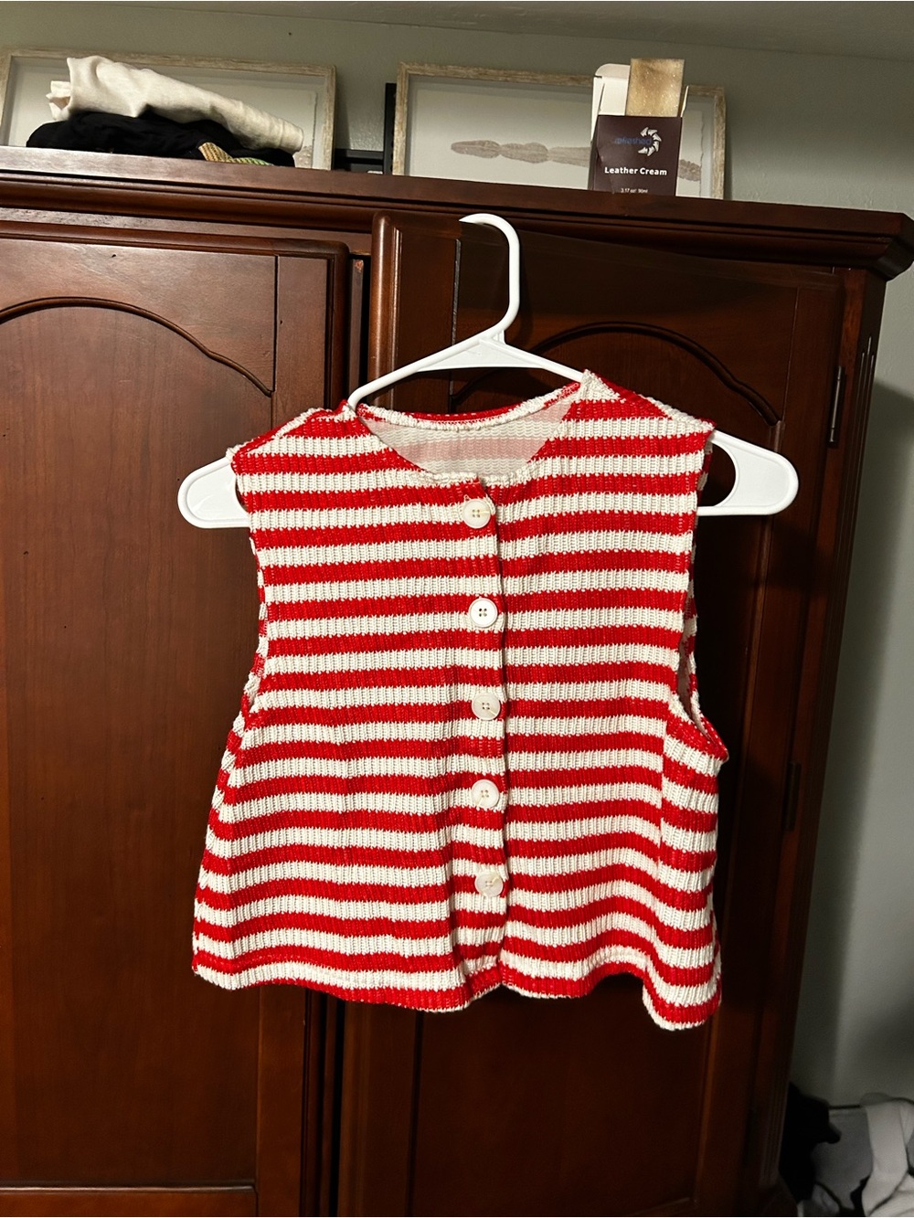SHEIN Red & White Striped Knit Crop Top